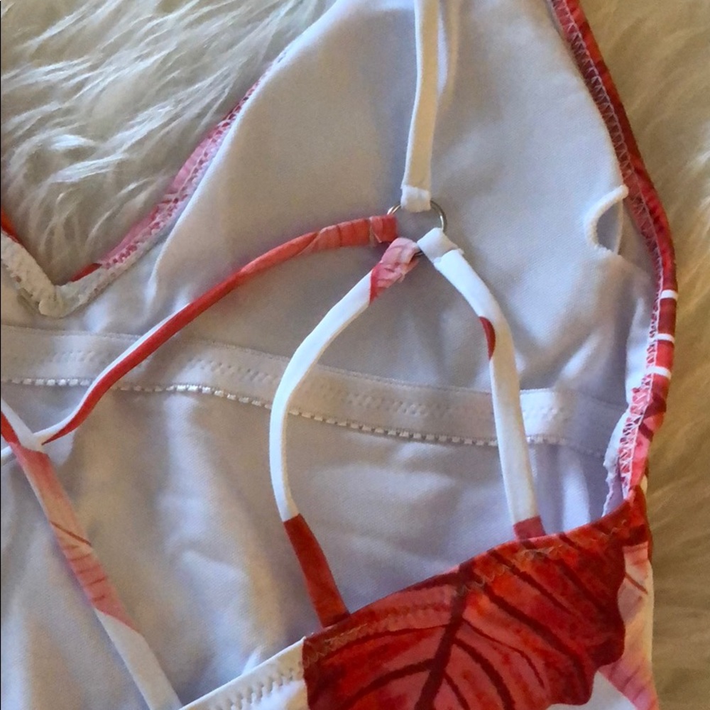 RED TROPICAL FLORAL PRINT ONE PIECE - Picture 7 of 7